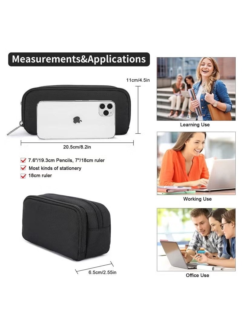 مقلمة أقلام كبيرة السعة، حقيبة أقلام أنيقة، منظم أدوات مكتبية، حقيبة أقلام بسيطة ومتينة ومتعددة الوظائف للرجال، أسود - Image 3